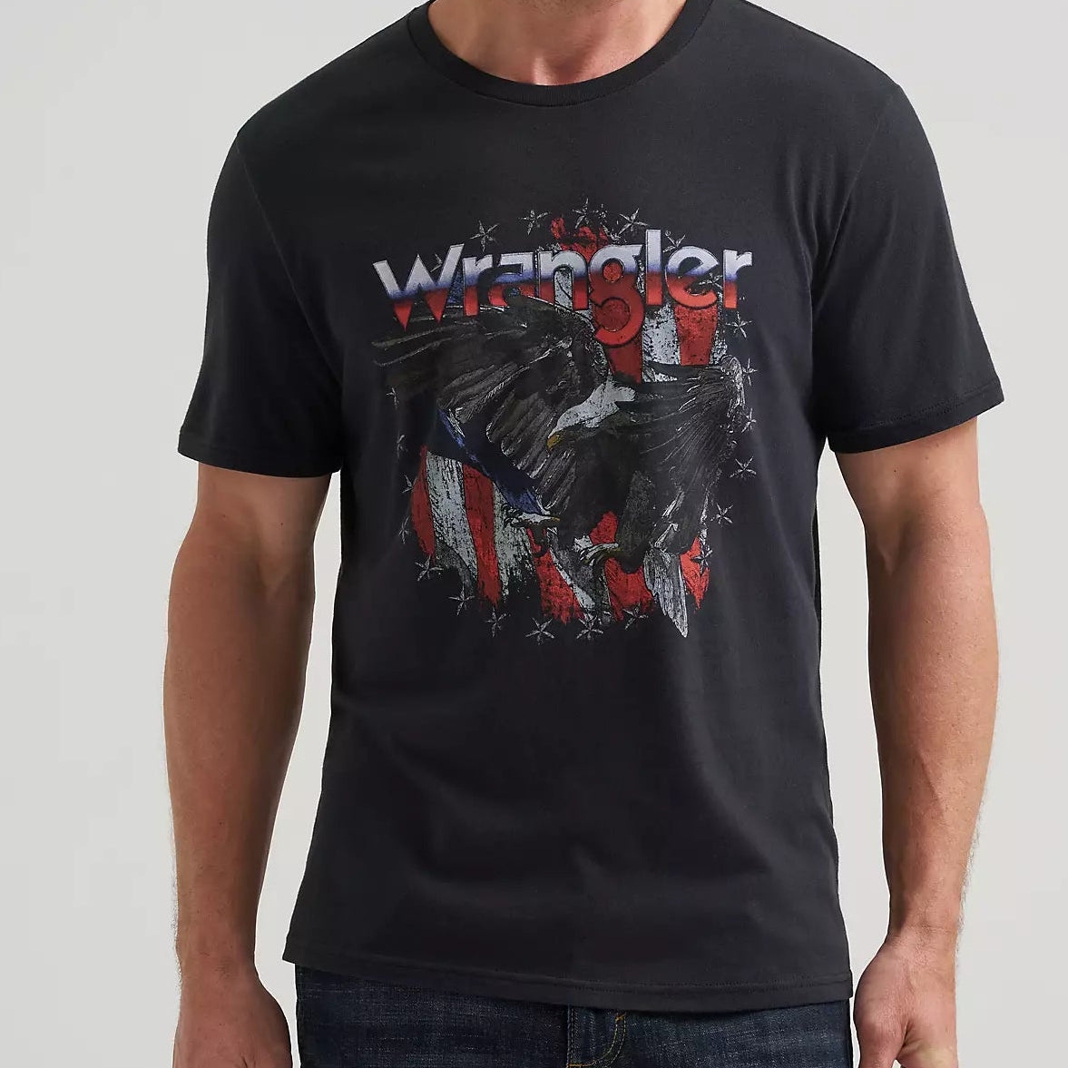 Wrangler Men's Eagle Landing Graphic T-Shirt in Jet Black