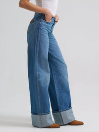 Wrangler Retro Women's Bailey High Rise Wide Leg Cuffed Jean in Melina