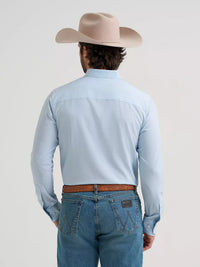 Wrangler Men's L/S Cody Johnson Performance Button Down Shirt in Aqua Hexagon