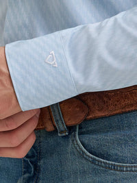 Wrangler Men's L/S Cody Johnson Performance Button Down Shirt in Aqua Hexagon