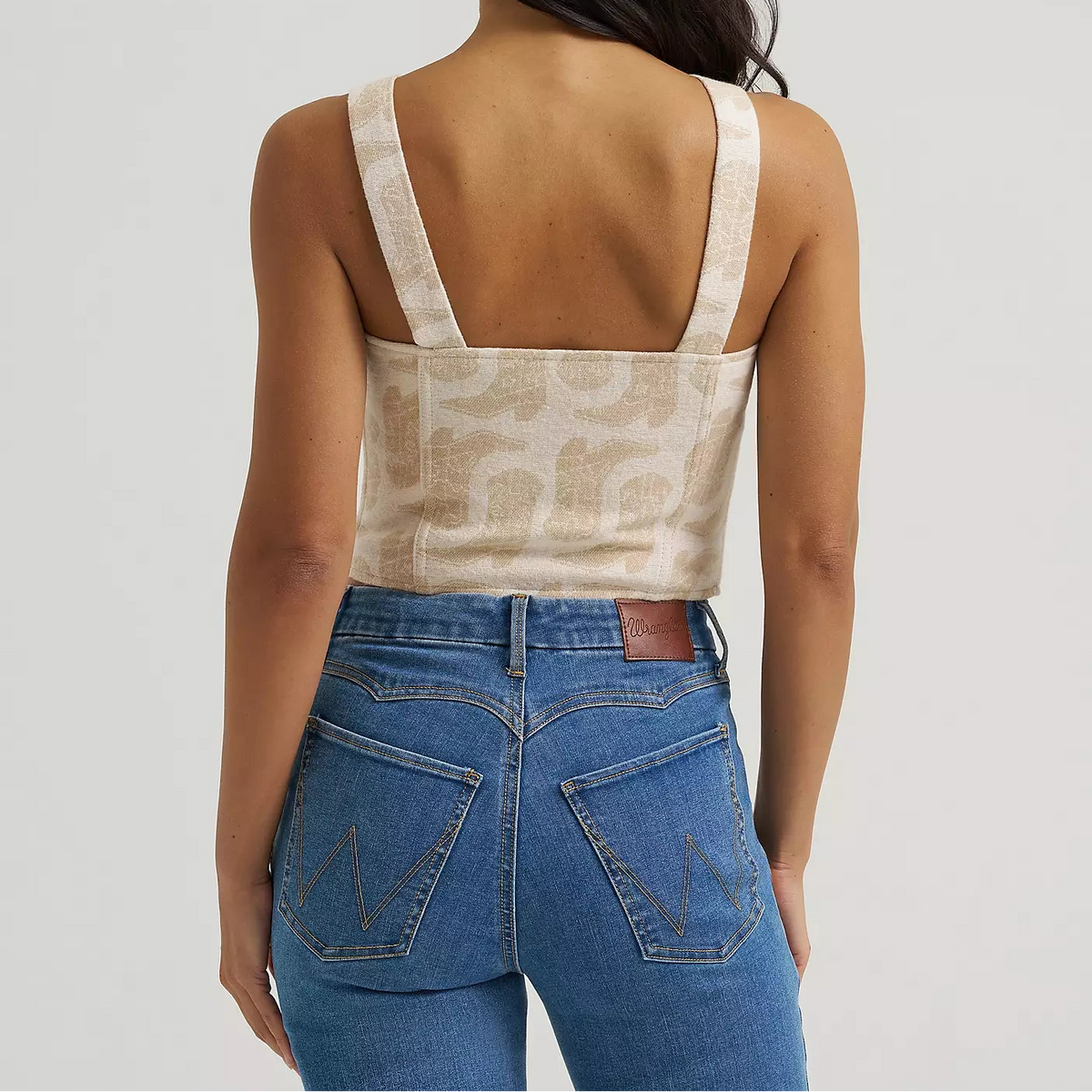 Wrangler Women's Jacquard Corset Top in Beige