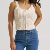 Wrangler Women's Jacquard Corset Top in Beige