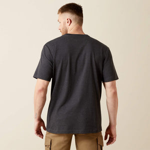 Ariat Men's Rebar S/S Cotton Strong Standard Pocket Tee in Charcoal Heather