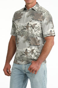 Cinch Men's S/S Arenaflex Western Print Polo in Multi Duck Print