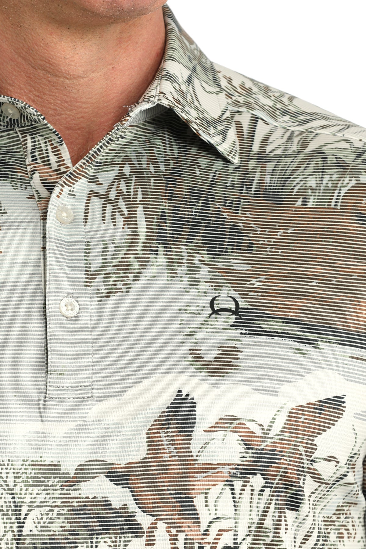 Cinch Men's S/S Arenaflex Western Print Polo in Multi Duck Print