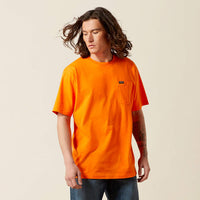 Ariat Men's Rebar S/S Cotton Strong Standard Pocket Tee in Safety Orange