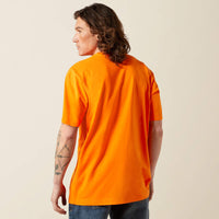 Ariat Men's Rebar S/S Cotton Strong Standard Pocket Tee in Safety Orange