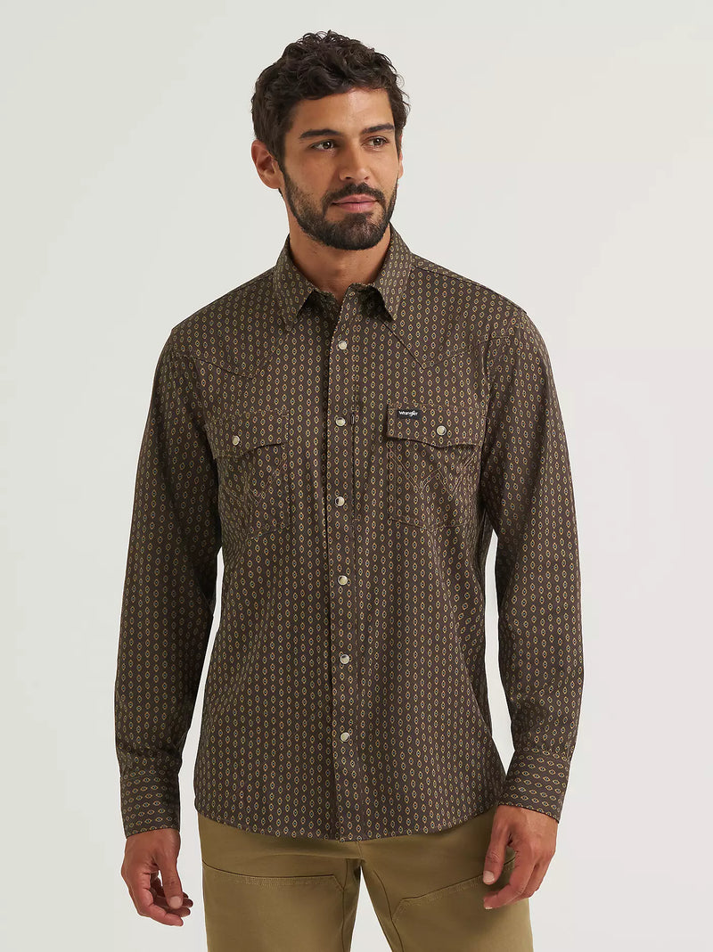Wrangler ATG Men's L/S Technical Shirt in Turkish Coffee