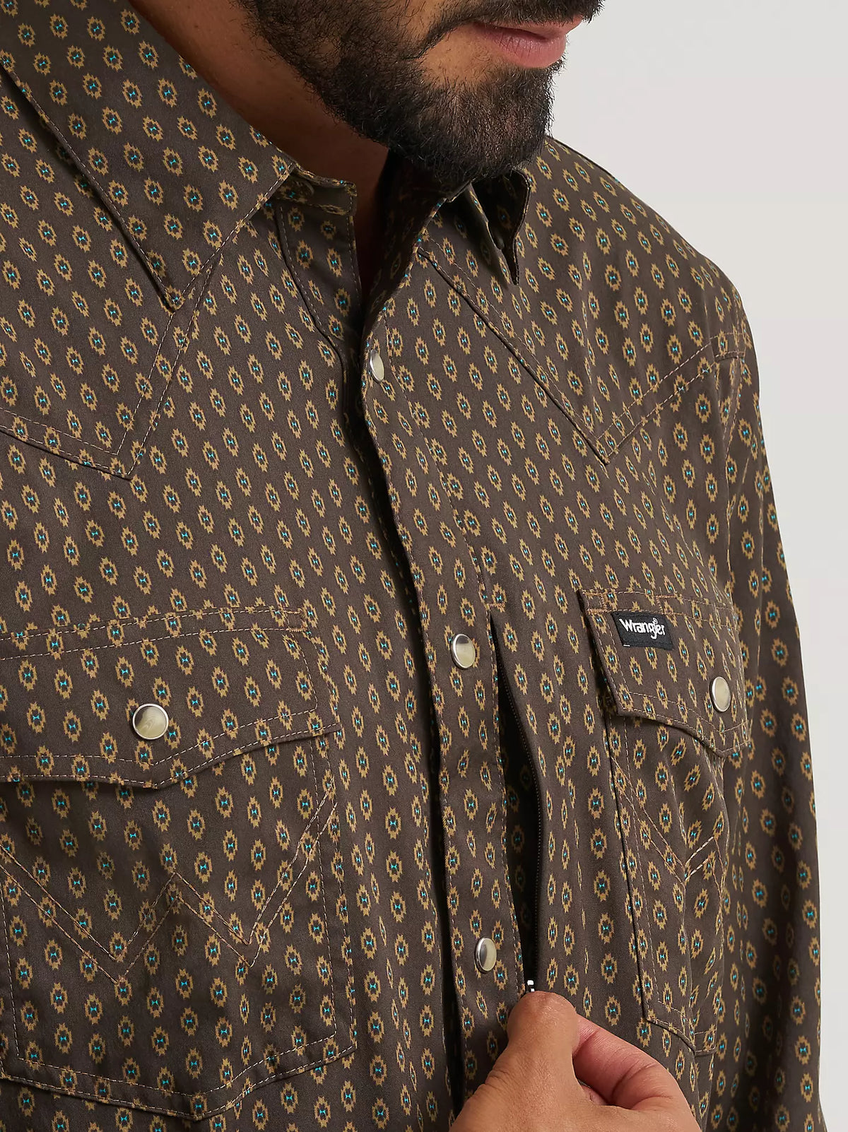 Wrangler ATG Men's L/S Technical Shirt in Turkish Coffee