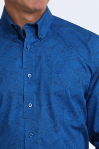 Cinch Men's L/S Classic Fit Paisley Button Down Western Shirt in Royal Blue Paisley
