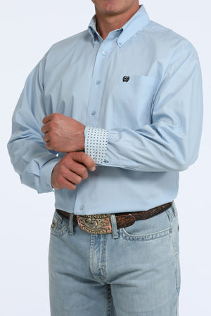 Cinch Men's L/S Classic Fit Solid Button Down Western Shirt in Light Blue