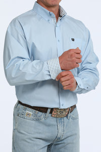 Cinch Men's L/S Classic Fit Solid Button Down Western Shirt in Light Blue