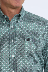 Cinch Men's L/S Classic Fit Button Down Western Shirt in Aqua Geometric