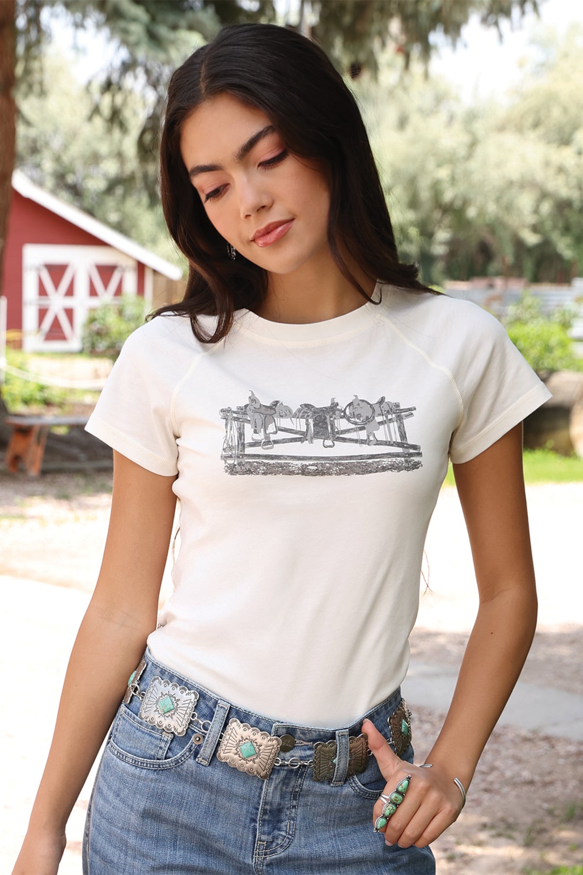 Cruel Women's Saddle Graphic T-Shirt in Cream