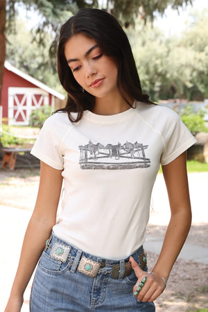 Cruel Women's Saddle Graphic T-Shirt in Cream
