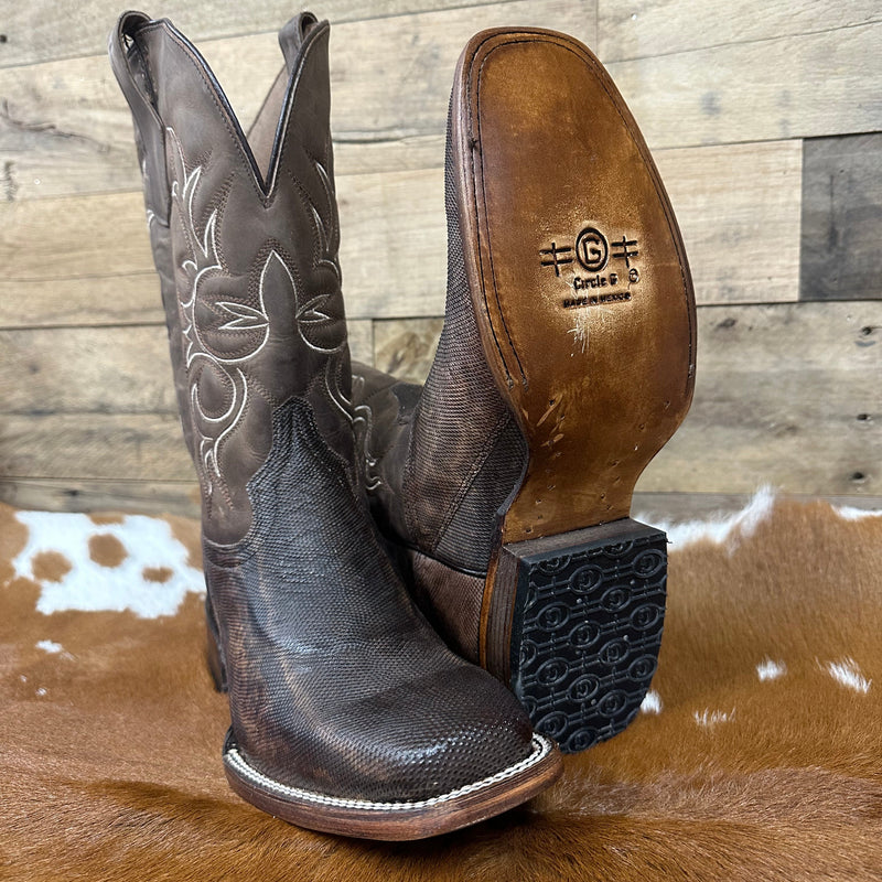 Circle G Men's Carunga Square Toe Western Boot in Chocolate