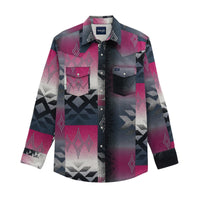 Wrangler Men's L/S Vintage Inspired Brushpopper Western Snap Work Shirt in Multi