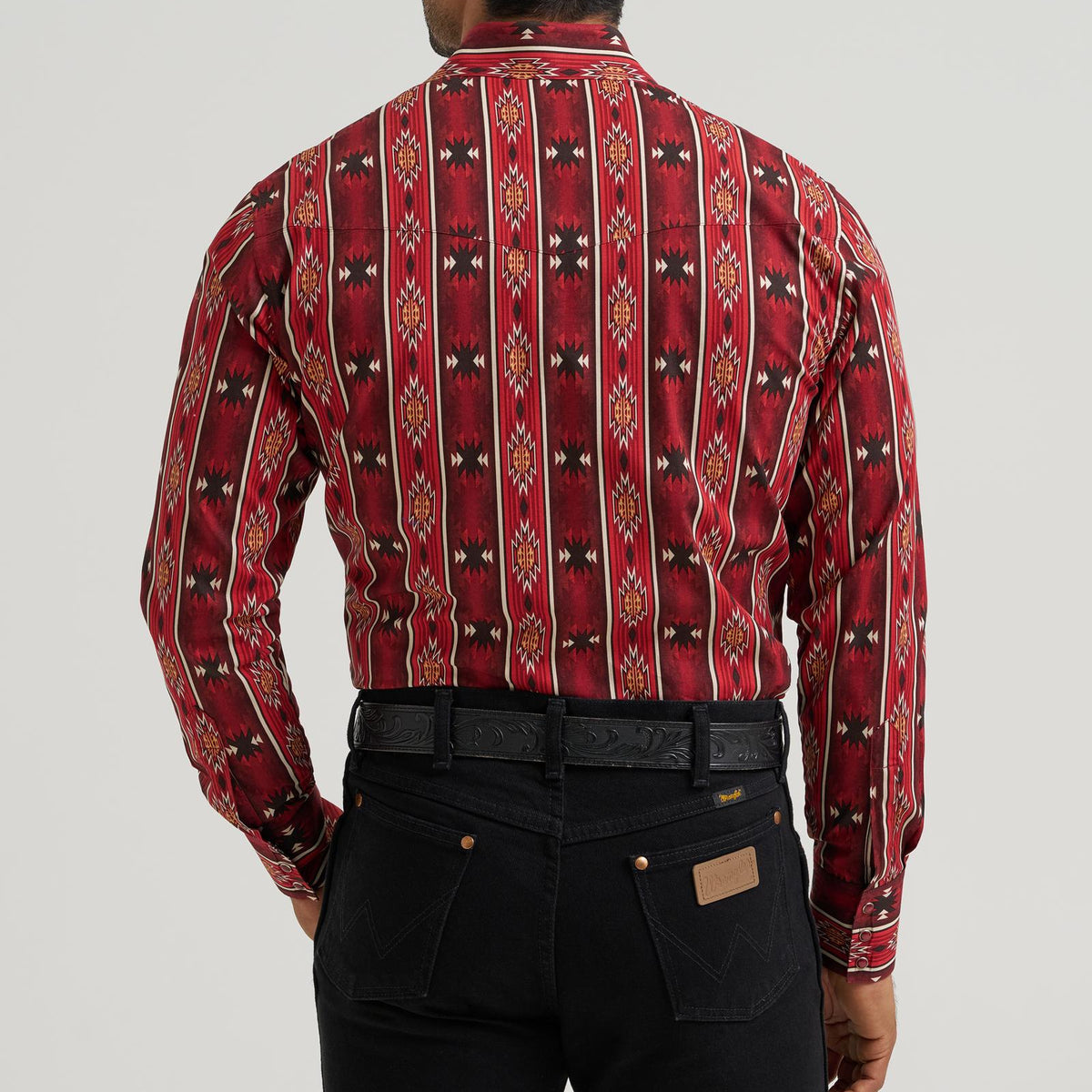 Wrangler Men's Checotah L/S Western Snap Shirt in Red (Available in Tall Sizes)