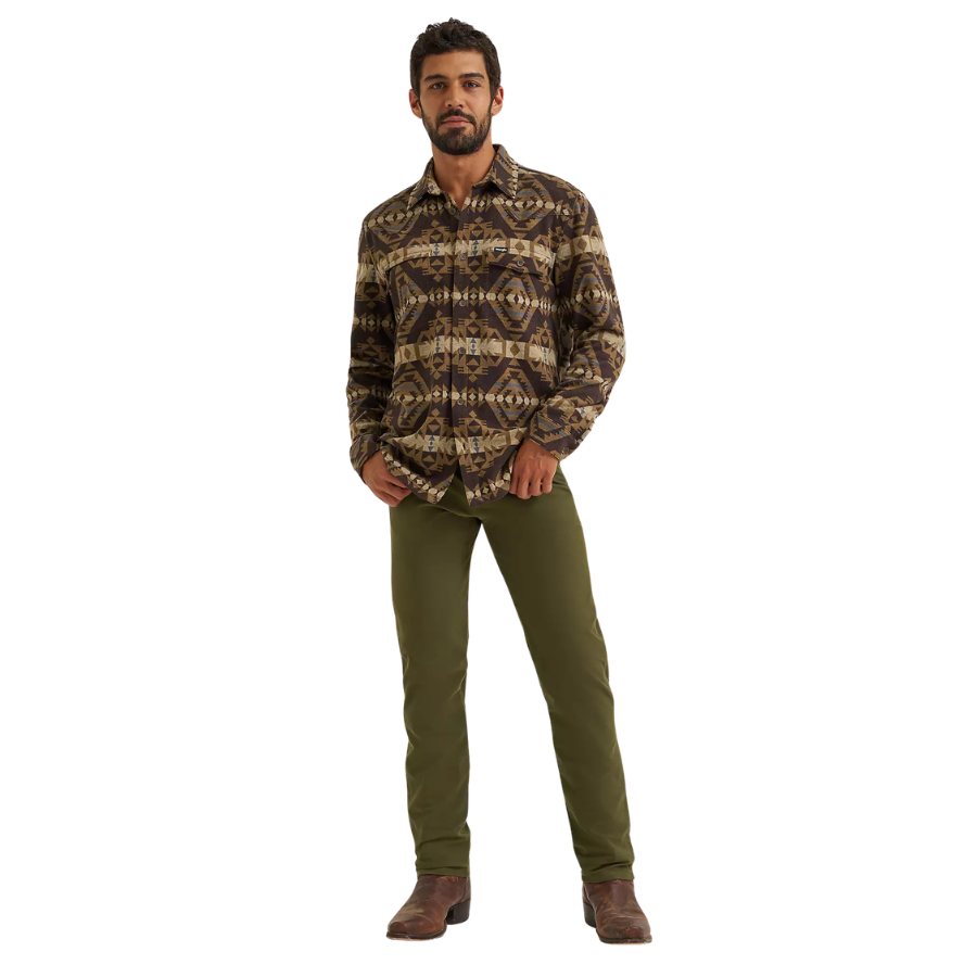 Wrangler Men's All Terrain Gear Techno Knit 5 Pocket Pant in Olive Night