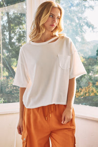 Women's Knit Cut Out Top in Black (Available in Regular and Plus Sizes)