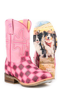 Tin Haul Girl's Lil' Squares Western Boot with Best Friend Sole