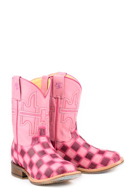 Tin Haul Girl's Lil' Squares Western Boot with Best Friend Sole