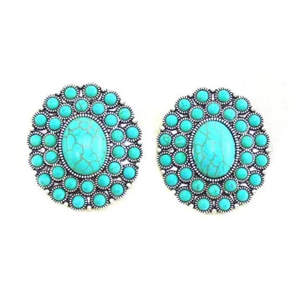 Large Turquoise Concho Earrings