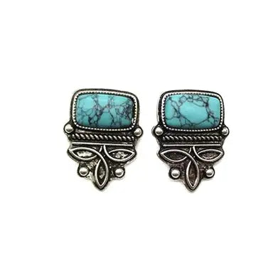 Turquoise Stone Boot Stitch Earrings