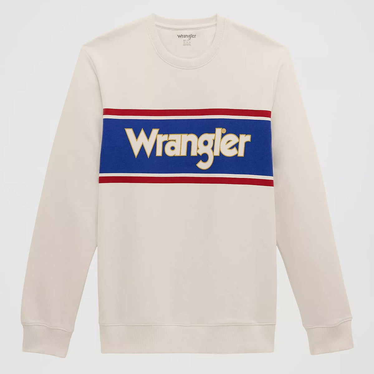 Wrangler Men's Legacy Logo Crew Sweatshirt in Antique White