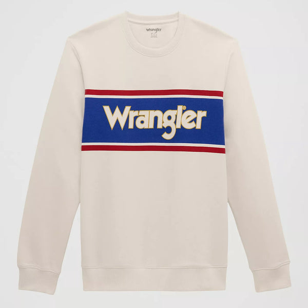 Wrangler Men's Legacy Logo Crew Sweatshirt in Antique White