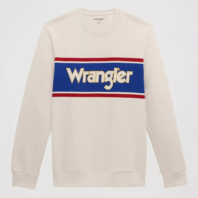 Wrangler Men's Legacy Logo Crew Sweatshirt in Antique White