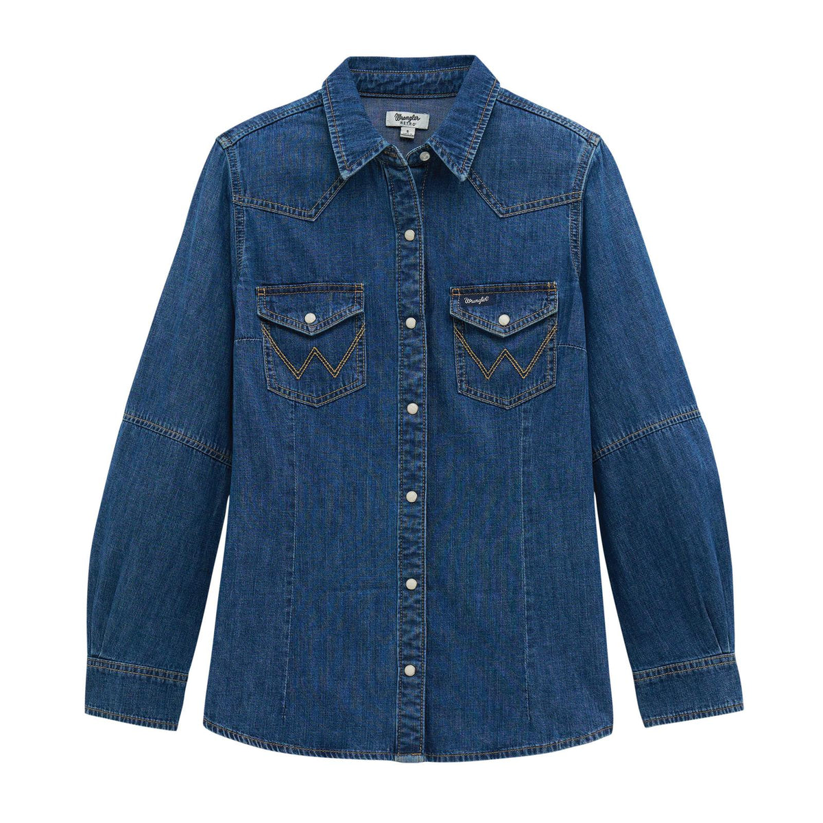 Wrangler Retro® Women's Americana Barrel Sleeve Western Snap Shirt in Denim