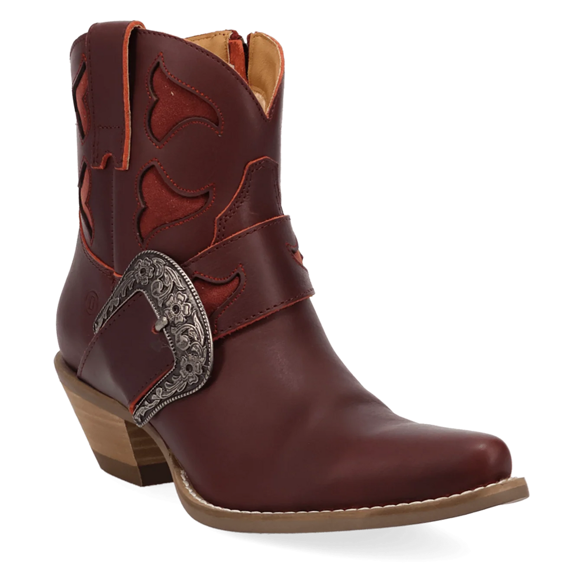 Dingo Women's Saddle Up Leather Bootie in Burgundy