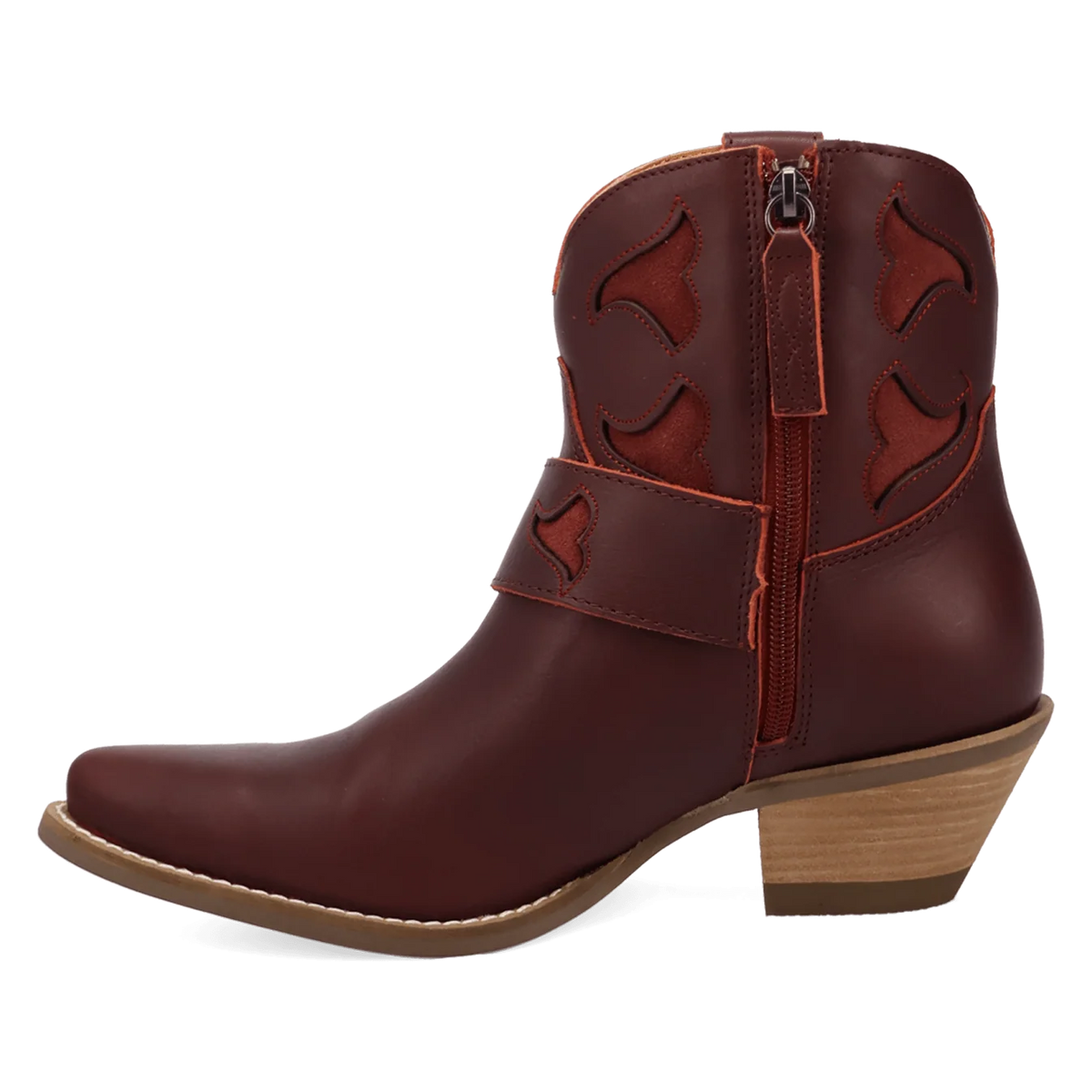 Dingo Women's Saddle Up Leather Bootie in Burgundy