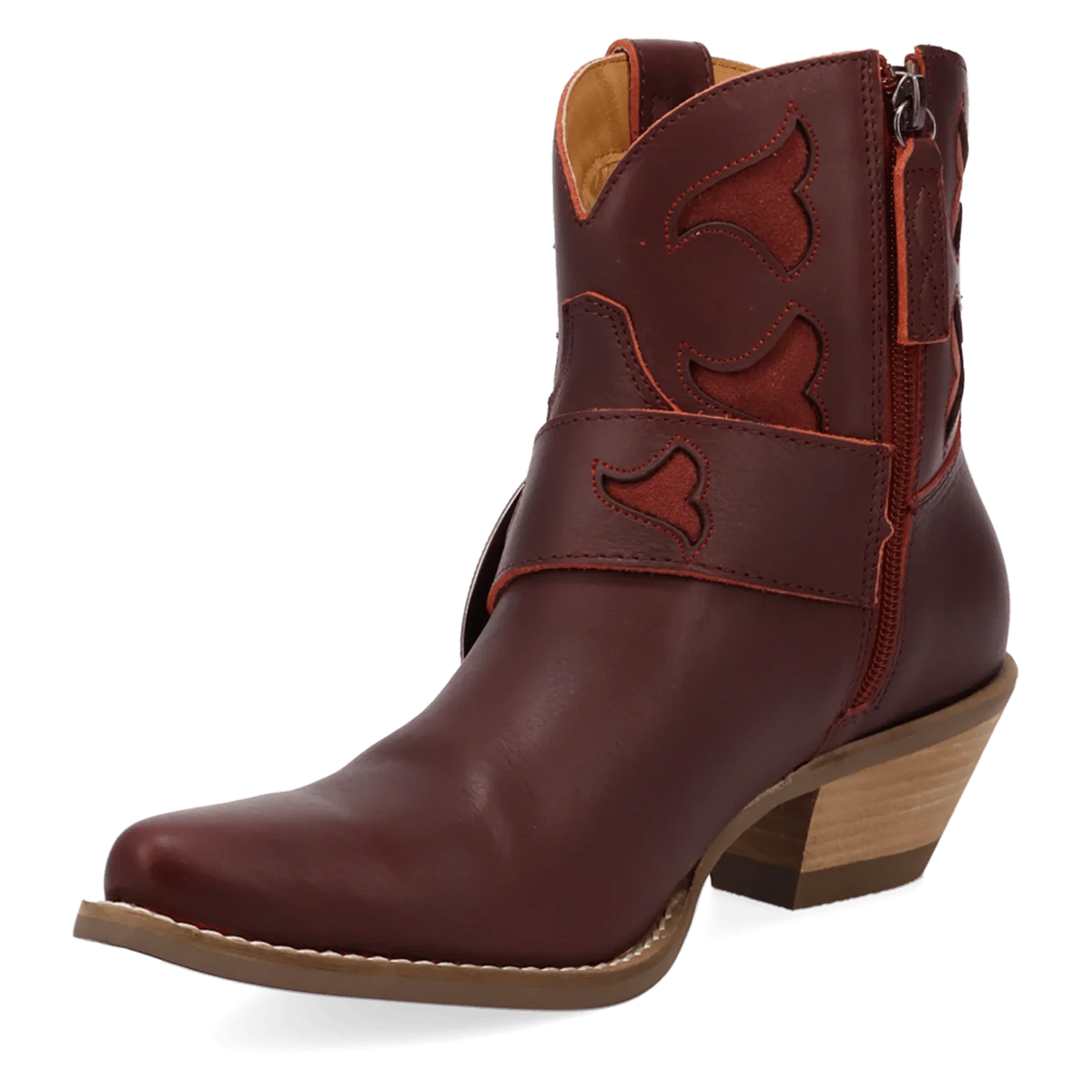 Dingo Women's Saddle Up Leather Bootie in Burgundy