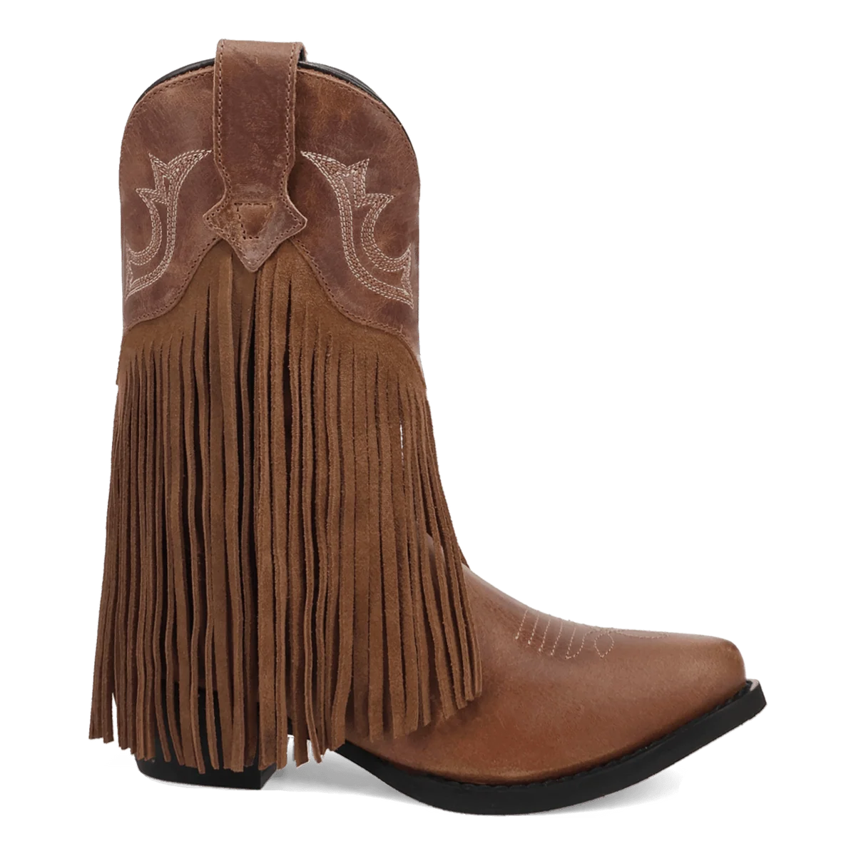 Dan Post Girl's Happy Trails Leather Fringe Boot in Tan