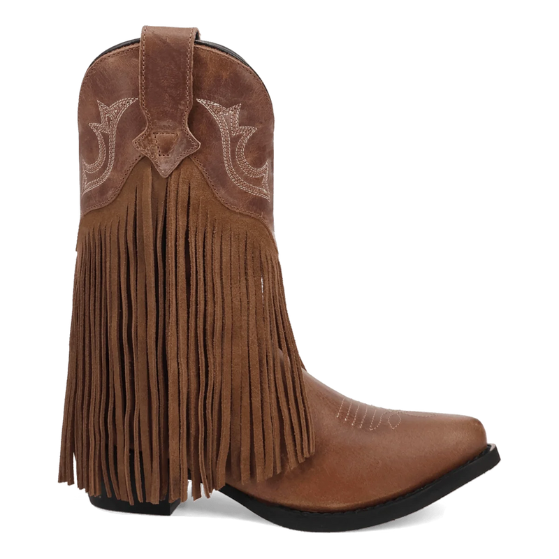 Dan Post Girl's Happy Trails Leather Fringe Boot in Tan