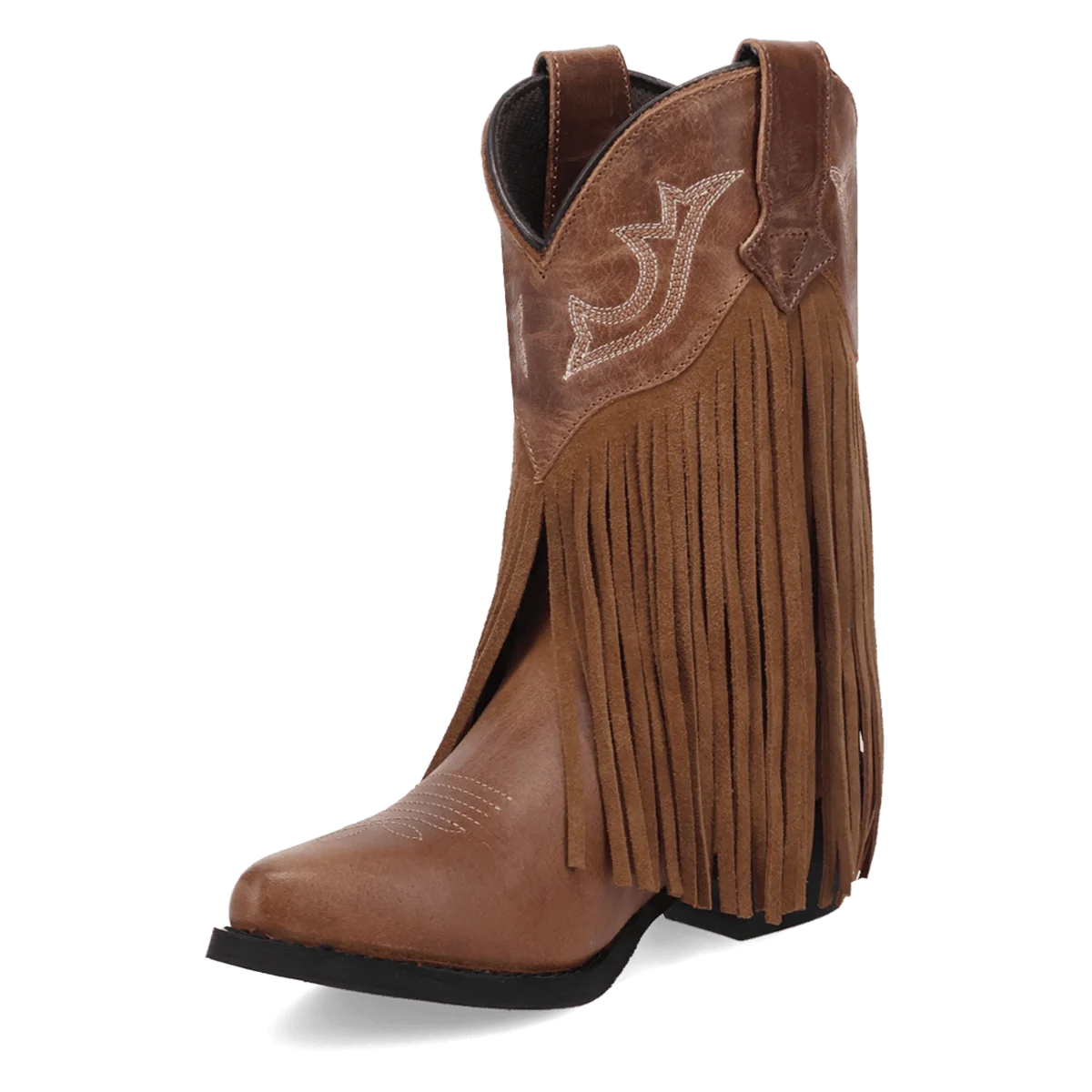 Dan Post Girl's Happy Trails Leather Fringe Boot in Tan