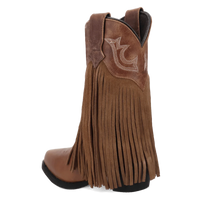 Dan Post Girl's Happy Trails Leather Fringe Boot in Tan