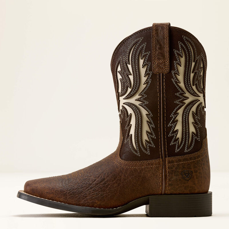 Ariat Kid's Driftwood Wide Square Toe Western Boot in Earth/Royal Chocolate