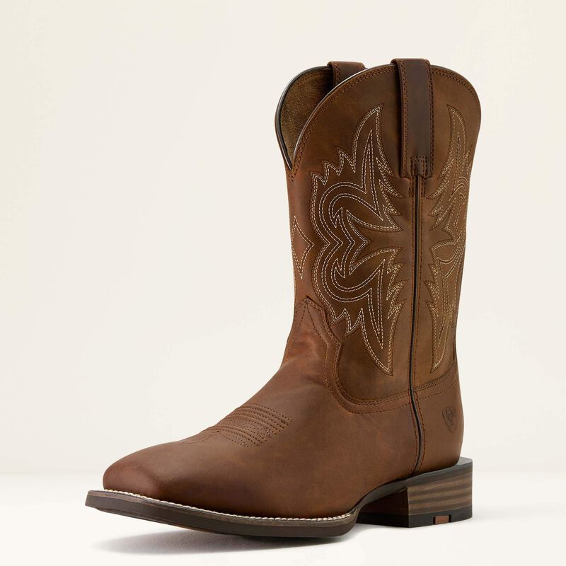 Ariat Men's Western Big Rig Wide Square Toe Cowboy Boot in Distressed Brown