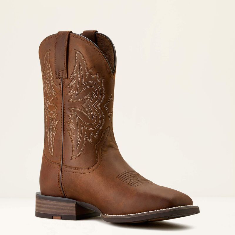 Ariat Men's Western Big Rig Wide Square Toe Cowboy Boot in Distressed Brown