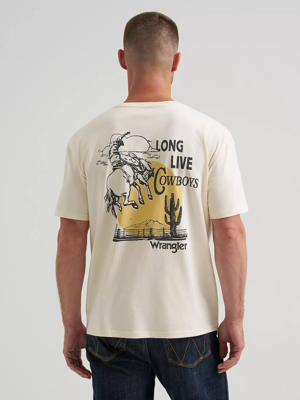 Wrangler Men's Soaring Cowboy Vintage Fit Graphic T-Shirt in Antique White