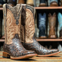 Tanner Mark Men's Big Cabin Imitation Ostrich Boot in Brown