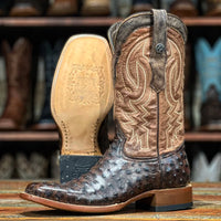 Tanner Mark Men's Big Cabin Imitation Ostrich Boot in Brown