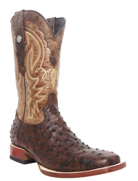 Tanner Mark Men's Big Cabin Imitation Ostrich Boot in Brown