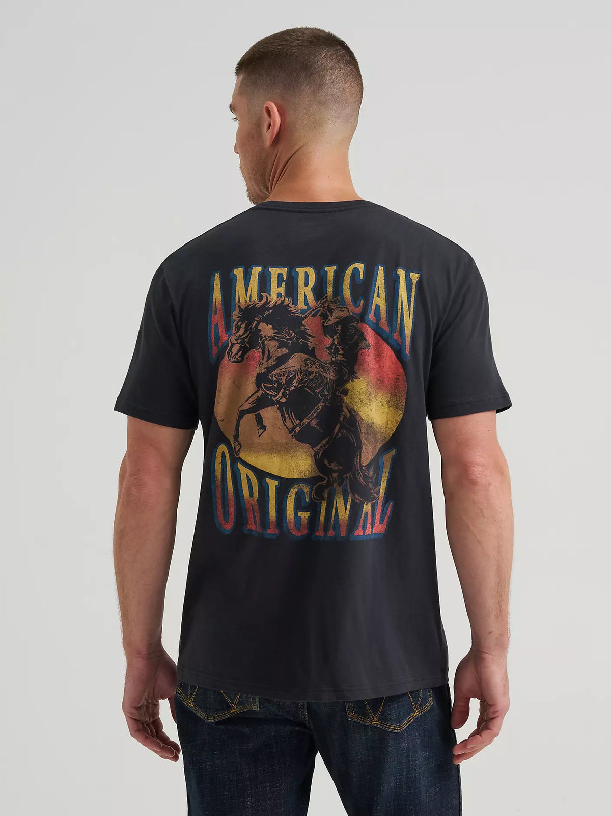 Wrangler Men's Sunset Bronco Graphic T-Shirt in Jet Black