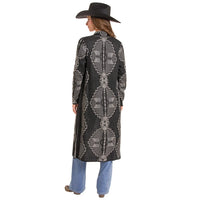 Women's Rock & Roll Denim Aztec Knit Cardigan Sweater in Black