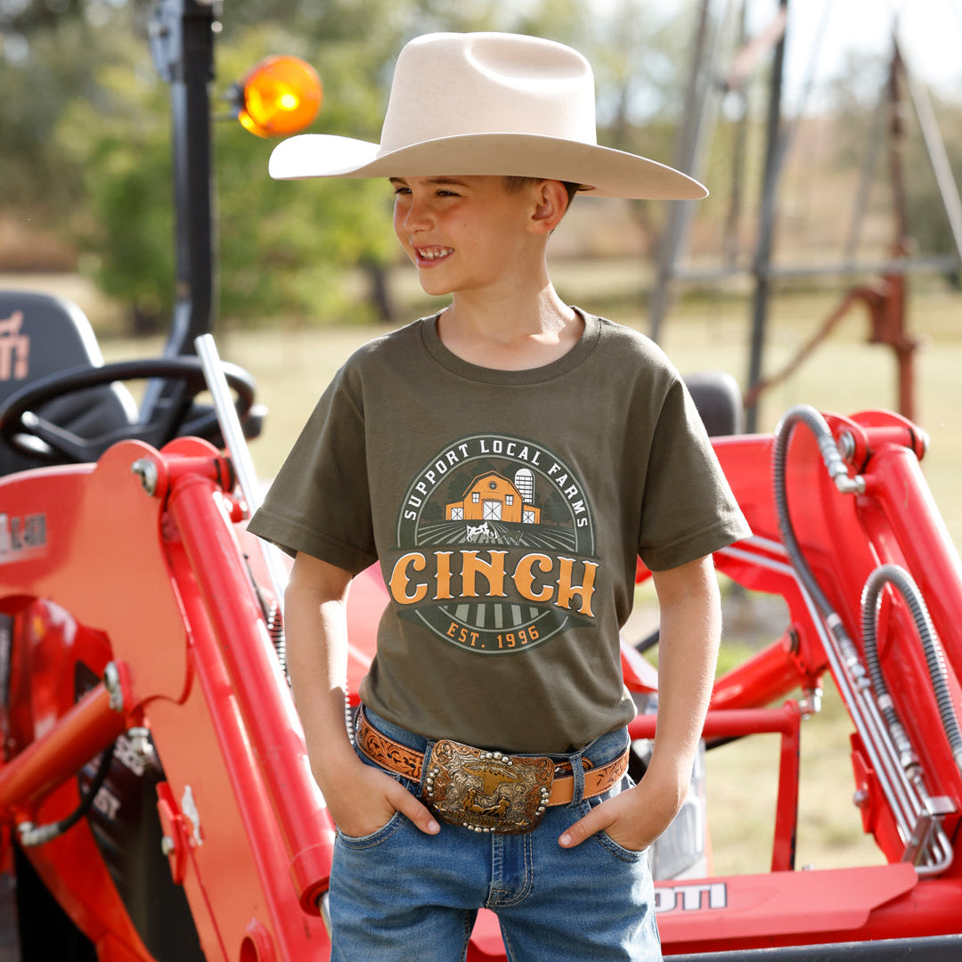 Cinch Youth Boy's Cinch Graphic Tee in Green