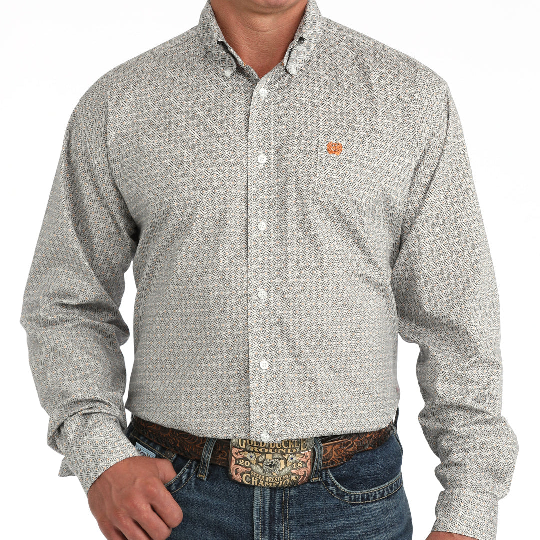 Cinch Men's L/S Classic Fit Button Down Western Shirt in White